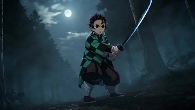 Live-action swordsmen clash with blue water and golden lightning effects