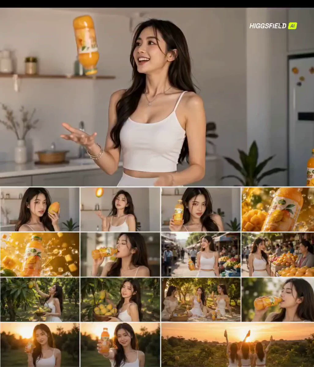 Seedance 2.0 video preview showing mango juice summer commercial