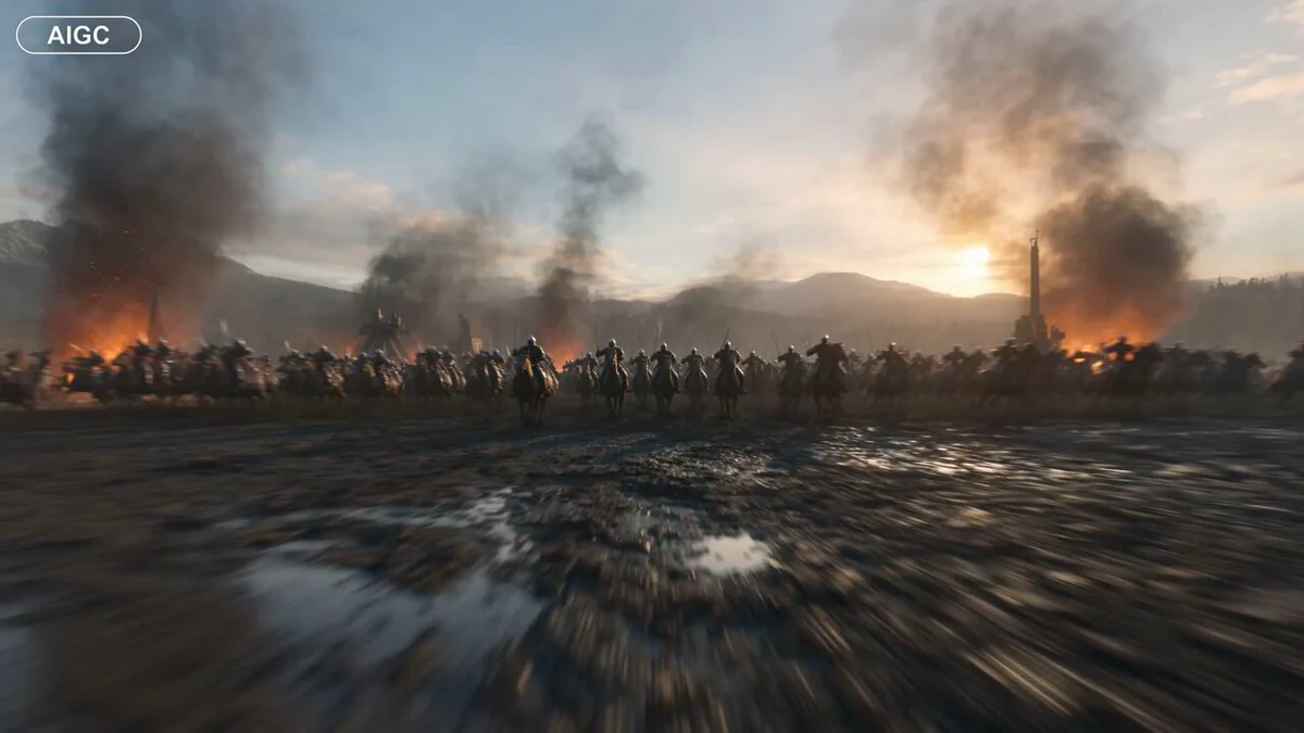Seedance 2.0 video preview showing medieval battlefield fpv drone flight