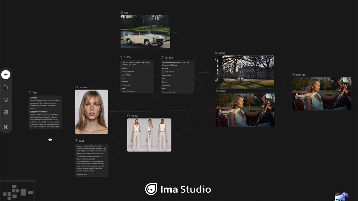 Seedance 2.0 video preview showing mercedes 190 sl luxury ad