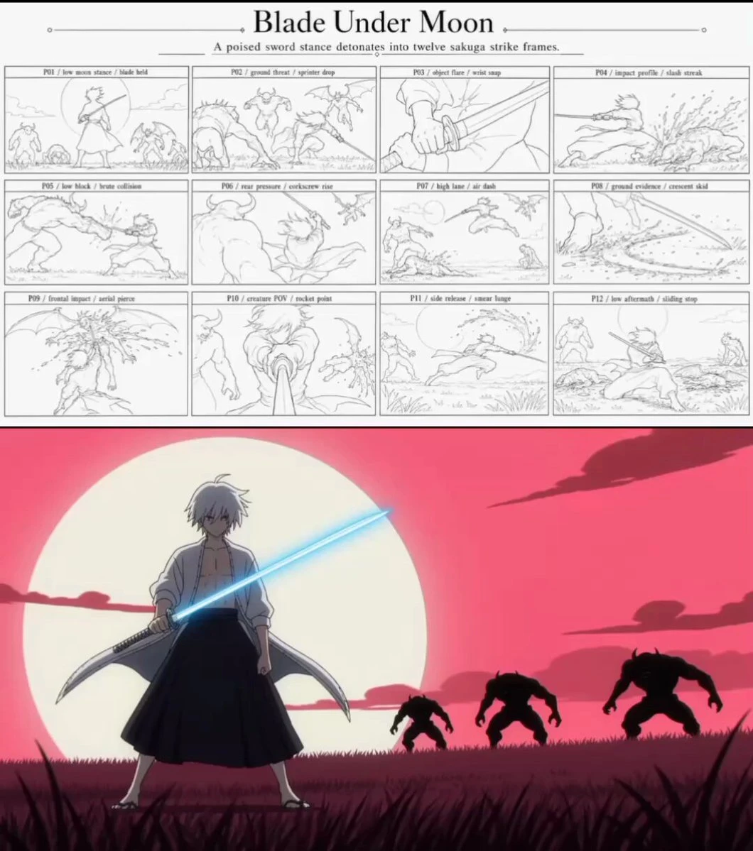 Anteprima del prompt video Seedance 2.0: Storyboard per scene d'azione anime Sakuga