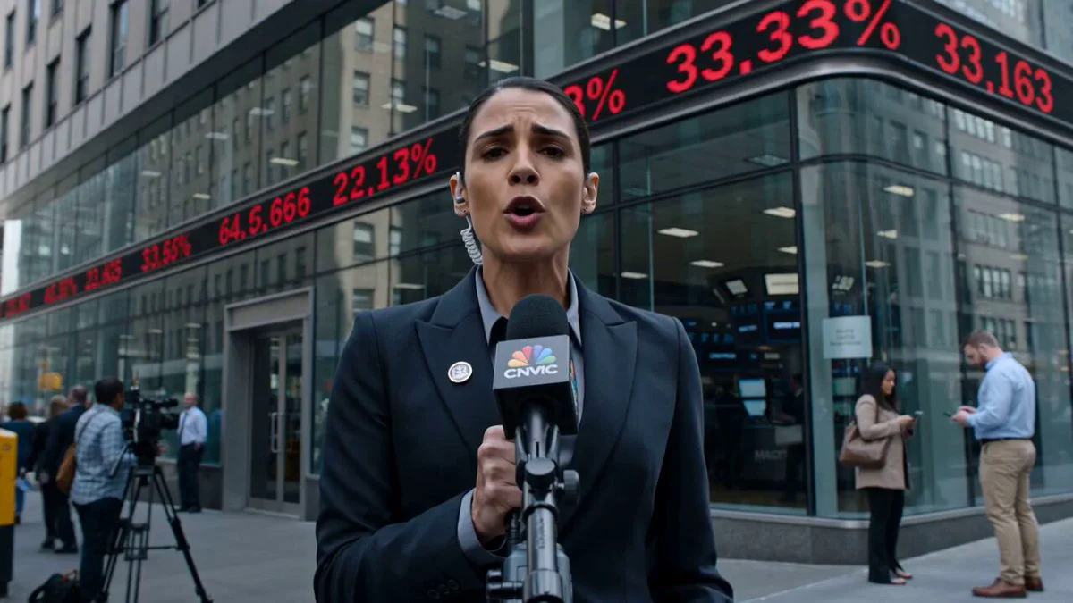 Seedance 2.0 video preview showing stock market crash news broadcast