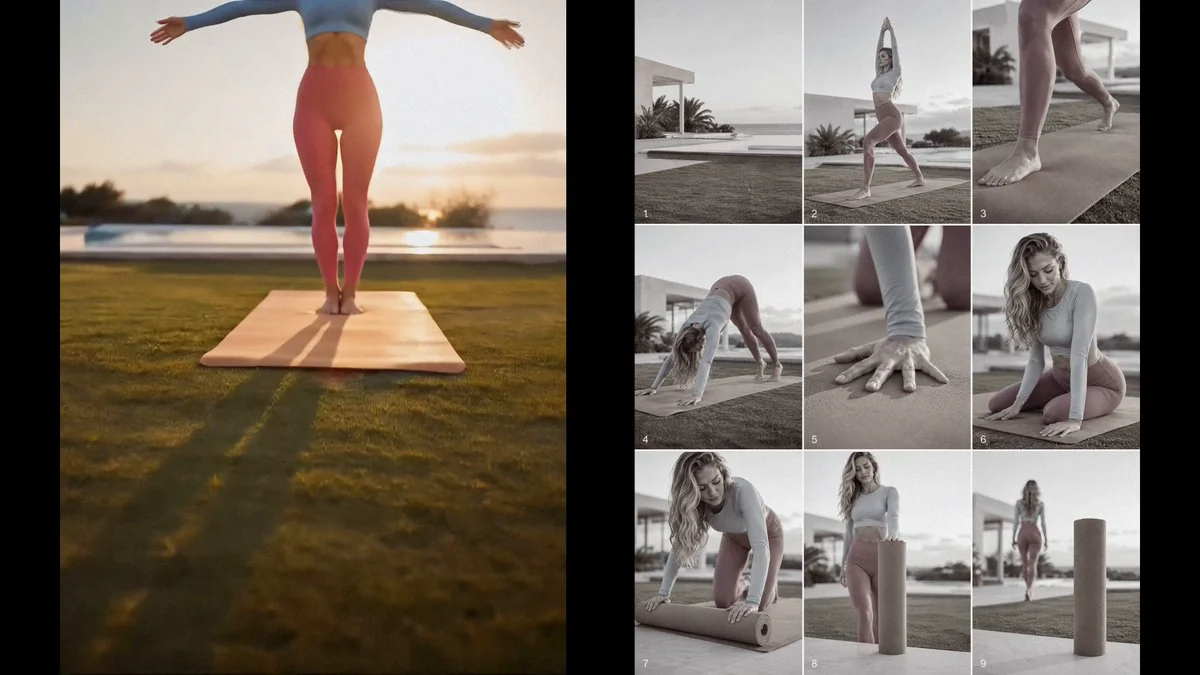 Seedance 2.0 video preview showing yoga mat luxury commercial