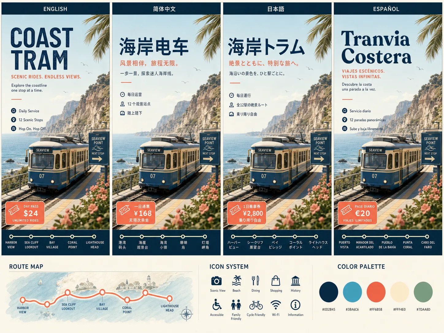 Campagne de tram côtier adaptée en plusieurs langues